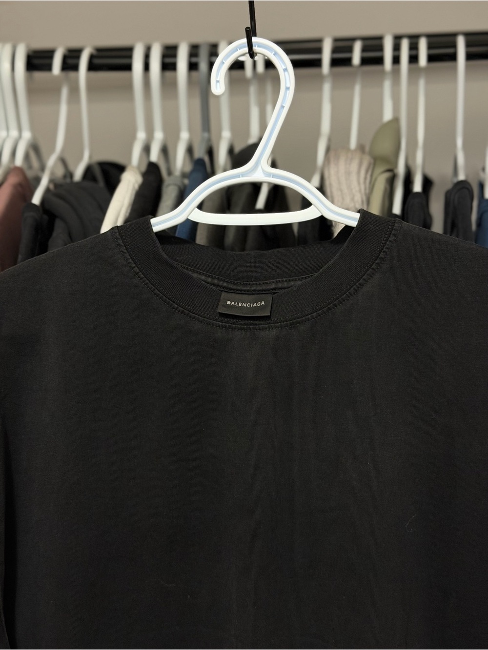 Balenciaga Distressed Rhinestone-Logo T-Shirt - Picture 3 of 5